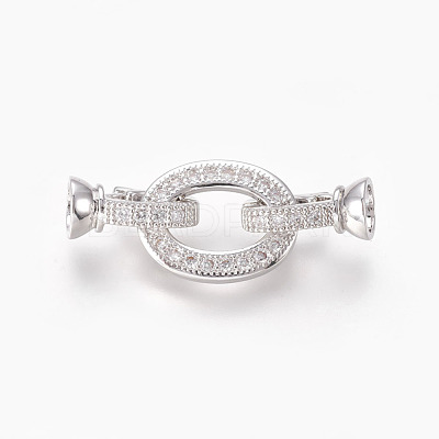 Brass Micro Pave Cubic Zirconia Fold Over Clasps KK-P164-18P-1