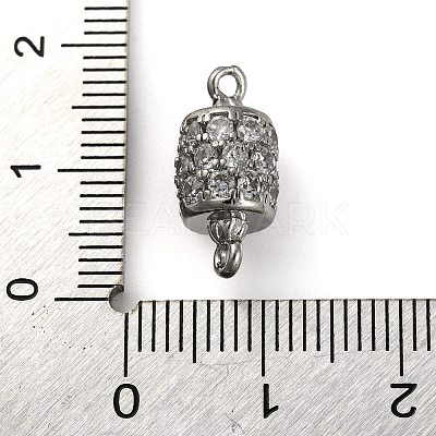 Brass Micro Pave Clear Cubic Zirconia Hollow Column Connector Charms KK-A230-05F-P-1