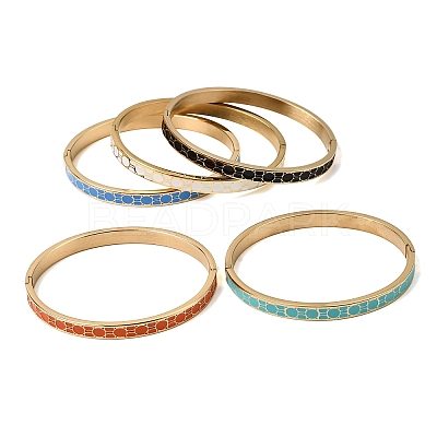 304 Stainless Steel Enamel Hinged Bangles BJEW-D408-43G-1