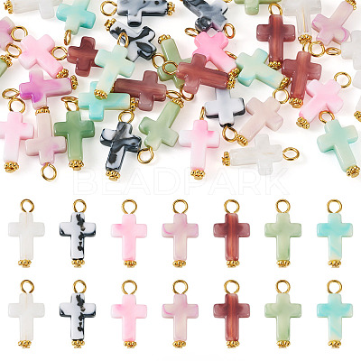 105Pcs 7 Colors Acrylic Imitation Gemstone Pendants FIND-TA0009-34G-1