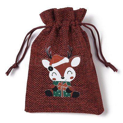 Christmas Theme Jute Cloth Storage Bags ABAG-F010-01A-06-1
