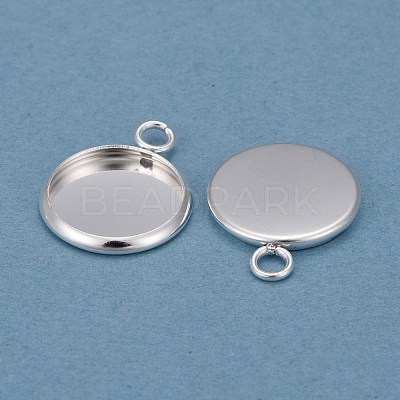 304 Stainless Steel Pendant Cabochon Settings STAS-F191-14S-C-1