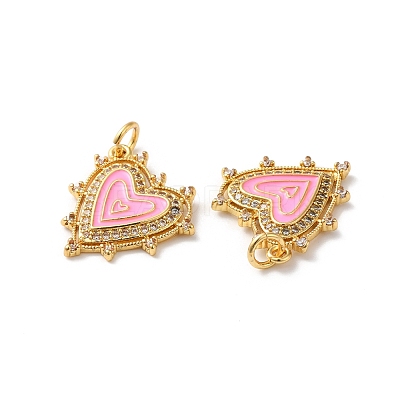 Rack Plating Brass Micro Pave Clear Cubic Zirconia Charms KK-D074-04G-05-1
