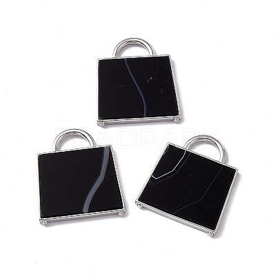 Natural Dyed & Heated Black Agate Pendants G-G977-04P-01-1