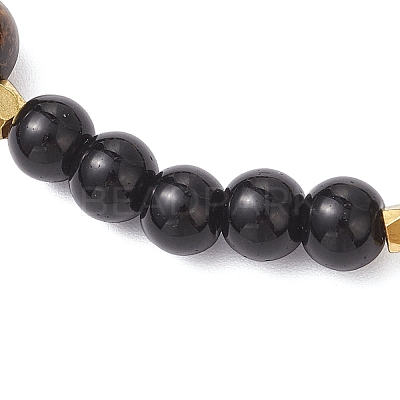 Natural Tiger Eye & Glass Pearl Beaded Bracelets for Women BJEW-JB12239-03-1