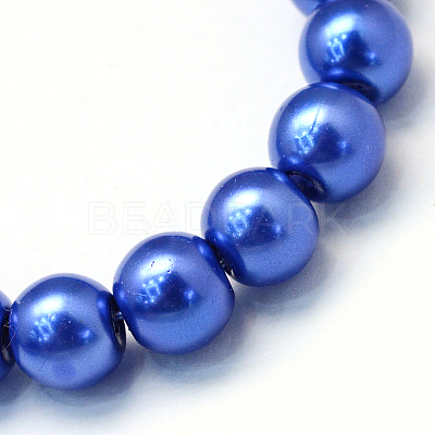 Baking Paint Pearlized Glass Pearl Round Bead Strands X-HY-Q330-8mm-28-1