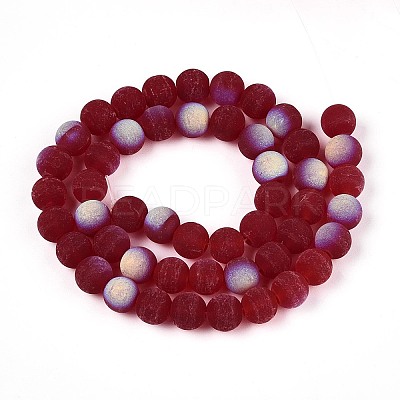 Frosted Transparent Glass Beads Strands GLAA-T032-T8mm-MBB20-1
