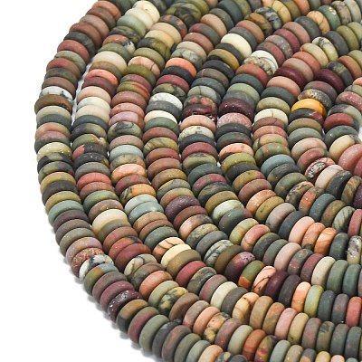 Frosted Natural Picasso Jasper/Polychrome Jasper Beads Strands G-K389-C28-01-1