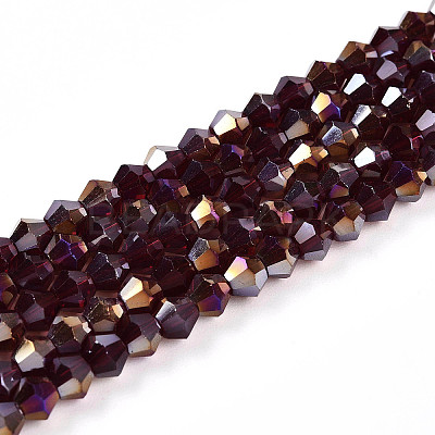Transparent Electroplate Glass Beads Strands EGLA-A039-T4mm-B30-1