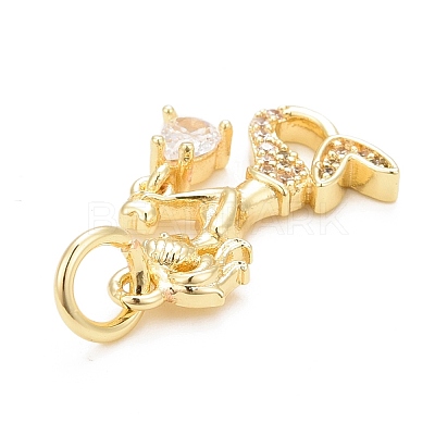 Rack Plating Brass Micro Pave Cubic Zirconia Pendants KK-B056-03G-01-1