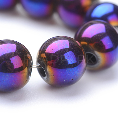 Non-magnetic Synthetic Hematite Beads Strands X-G-S096-8mm-6-1