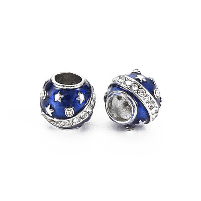 Rack Plating Alloy Enamel European Beads MPDL-N039-136-1