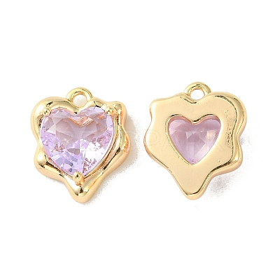 Brass Micro Pave Cubic Zirconia Charms KK-L208-06G-03-1