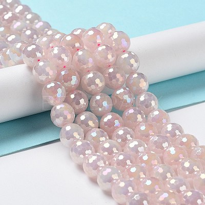 Electroplated Natural Rose Quartz Beads Strands G-Z038-A03-03AB-1