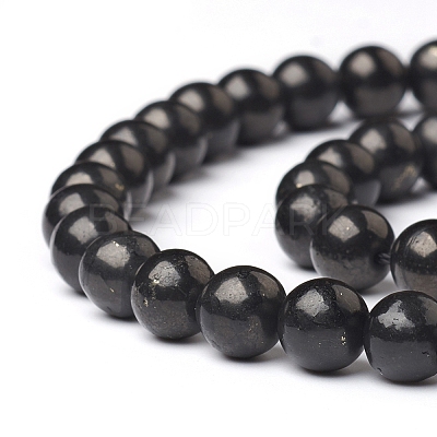 Natural Shungite Beads Strands G-I271-C03-4mm-1