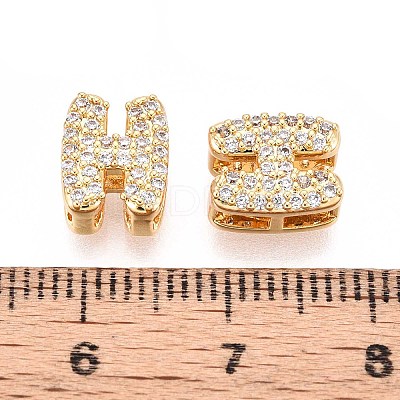 Brass Micro Pave Clear Cubic Zirconia Beads KK-T071-17G-H-1