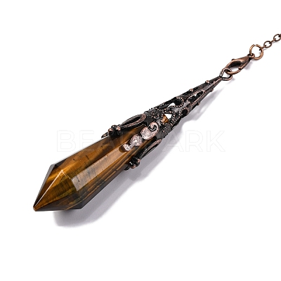 Natural Tiger Eye Pointed Dowsing Pendulum Big Pendants G-H285-06R-A02-1