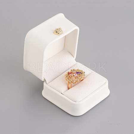 PU Leather Ring Gift Boxes X-LBOX-L005-A03-1