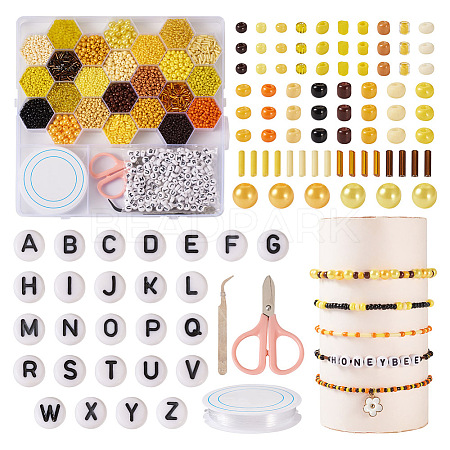 1 Set Bees Theme DIY ABS & Acrylic Beads Bracelets Making Kits DIY-TAG0001-08-1