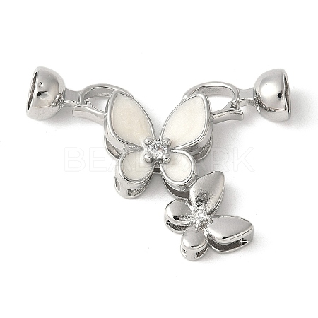 Brass Pave Clear Cubic Zirconia Fold Over Clasps KK-M320-17P-1