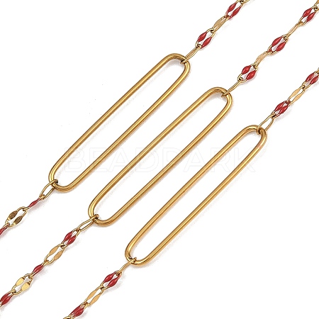 304 Stainless Steel Enamel Dapped Chain Oval Link Chains CHS-K021-15G-05-1