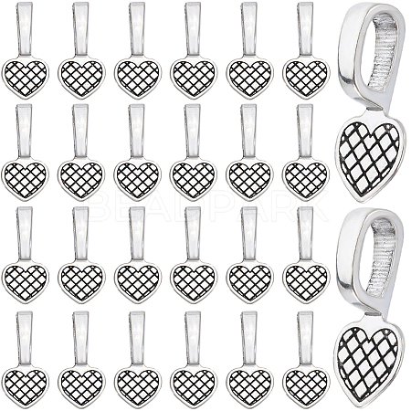 100Pcs Tibetan Style Alloy Heart Glue-on Flat Pad Pendant Bails FIND-SP0001-85-1