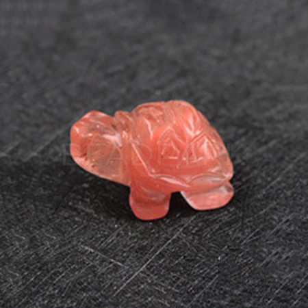 Watermelon Stone Glass Carved Healing Tortoise Figurines DJEW-PW0012-031B-03-1