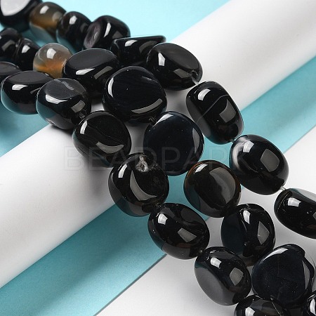 Natural Black Agate Beads Strands G-H295-D01-08-1