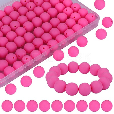 80Pcs Round Silicone Focal Beads SIL-SZ0001-24-34-1