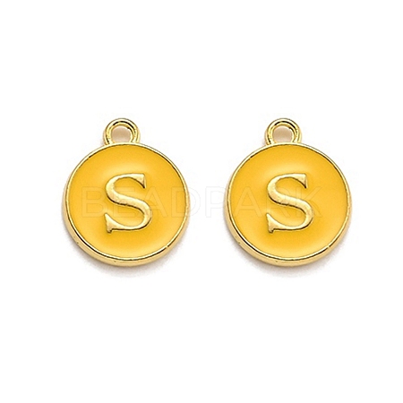 Golden Plated Alloy Enamel Charms X-ENAM-Q437-13S-1