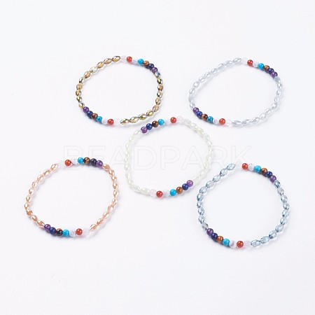 Electroplate Glass Bead Stretch Bracelets BJEW-JB03487-1