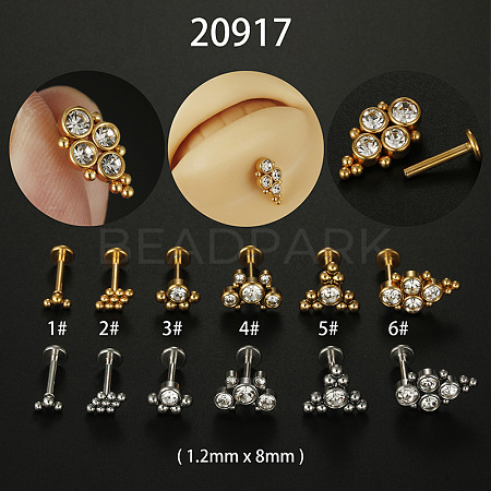 316L Surgical Stainless Steel Clear Cubic Zirconia Threadless Labrets WG1AA8E-28-1