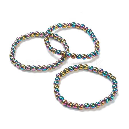 Synthetic Hematite Beaded Stretch Bracelets BJEW-D446-B-09-1