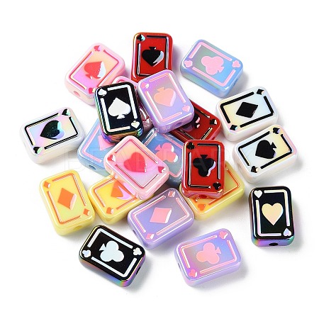 UV Plating Rainbow Iridescent Acrylic Enamel Beads SACR-G034-11-1