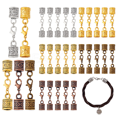 30Pcs 5 Colors Alloy Cord Ends PALLOY-GA00020-1