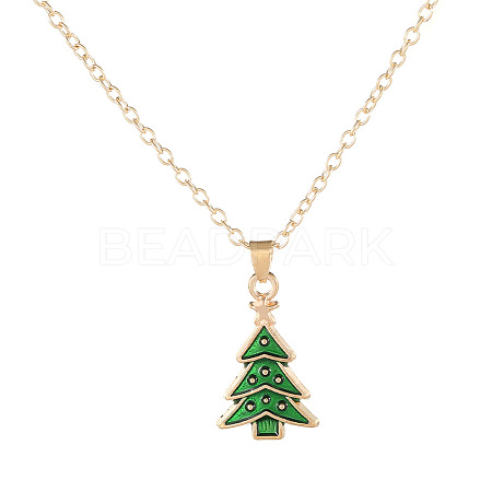 Christmas Alloy Enamel Pendant Necklaces for Women FS-WG670C8-03-1