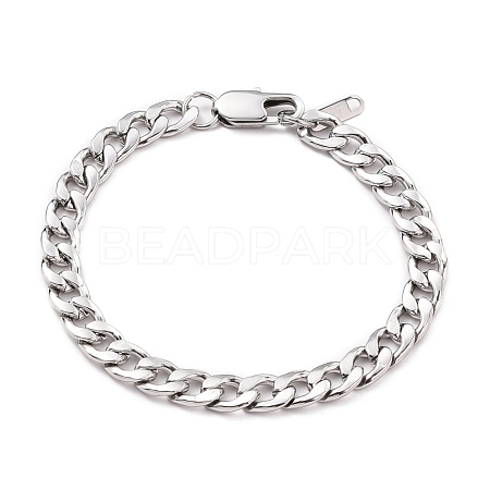 Tarnish Resistant Women' s Fashionable 304 Stainless Steel Cuban Link Chain Bracelets BJEW-JB05657-01-1
