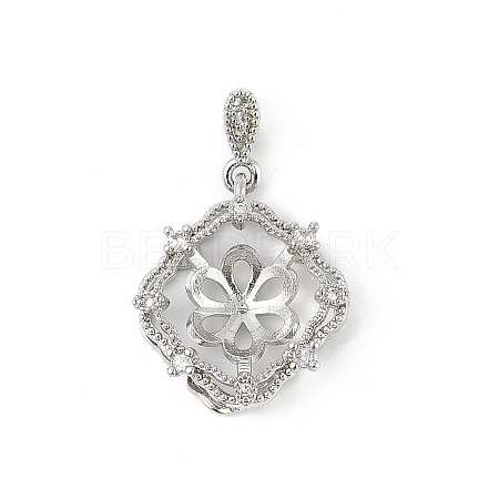 Brass Micro Pave Clear Cubic Zirconia European Dangle Charms Bails KK-K297-58P-1