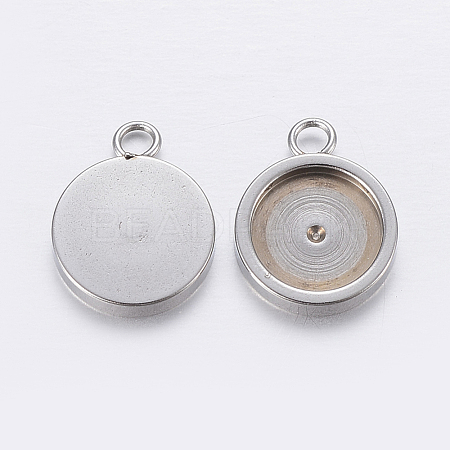 Tarnish Resistant 201 Stainless Steel Pendant Cabochon Settings STAS-P198-17-10mm-1