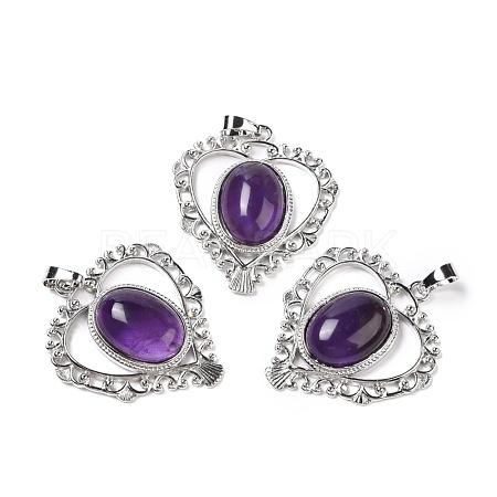 Natural Amethyst Pendants G-I322-04P-03-1