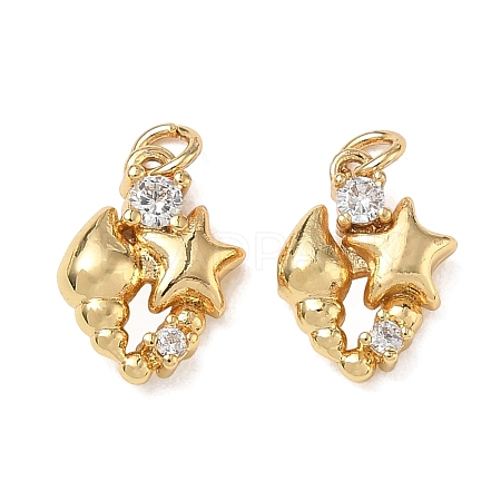 High Polished Ocean Brass Micro Pave Clear Cubic Zirconia Pendants CU-CBAF3CF-02G-01-1