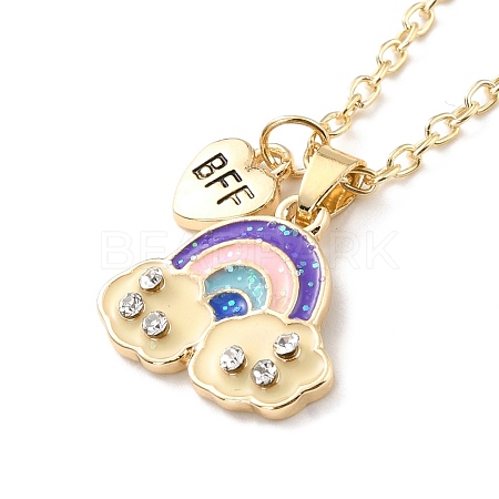 BFF/Best Friends Forever Alloy Pendant Necklaces for Girls NJEW-K124-01A-P-1