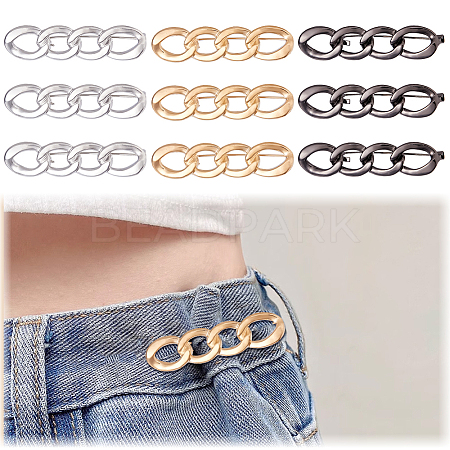 9Pcs 3 Colors Oval Link Chain Alloy Adjustable Jean Button Pins FIND-DC0007-87-1