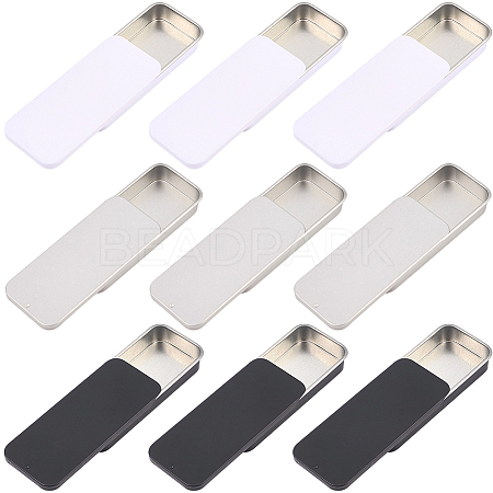 9Pcs 3 Colors Slide Top Tinplate Trinket Storage Boxes CON-CP0001-016A-1