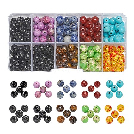 180Pcs 7 Style Natural & Synthetic Gemstone Beads G-YW0001-13-1