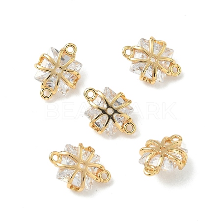 Brass Pave Clear Cubic Zirconia Connector Charms KK-Z136-37G-1