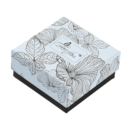 Flower Print Cardboard Paper Jewelry Storage Boxes CON-P022-01A-1