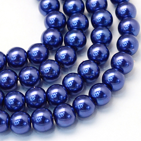 Baking Painted Pearlized Glass Pearl Round Bead Strands HY-Q330-8mm-19-1