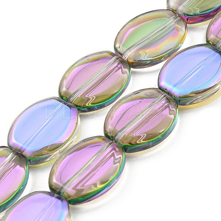 Half Rainbow Plated Electroplate Transparent Glass Beads Strands EGLA-G037-05A-HR01-1