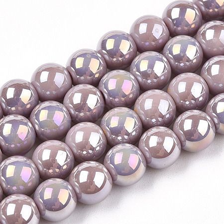 Electroplate Opaque Glass Beads Strands GLAA-T032-P10mm-AB07-1